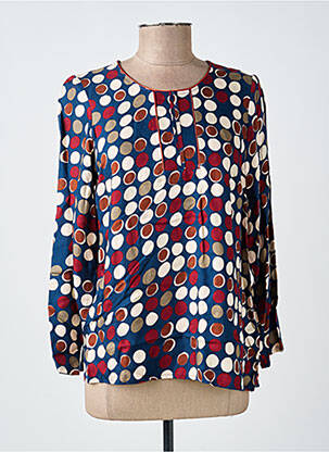 Blouse tissage popeline manches longues bleu GUY DUBOUIS femme