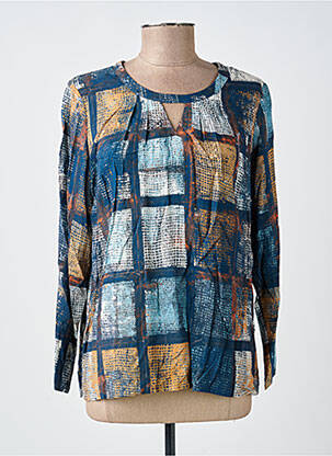 Blouse tissage popeline manches longues bleu GUY DUBOUIS femme