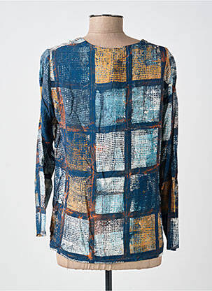 Blouse tissage popeline manches longues bleu GUY DUBOUIS femme