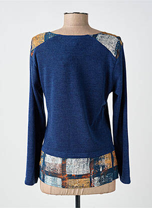 Pull tissage chiné manches longues bleu GUY DUBOUIS femme