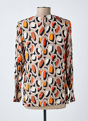 Blouse tissage popeline manches longues orange GUY DUBOUIS femme