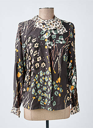 Blouse tissage popeline manches longues gris MERI & ESCA femme