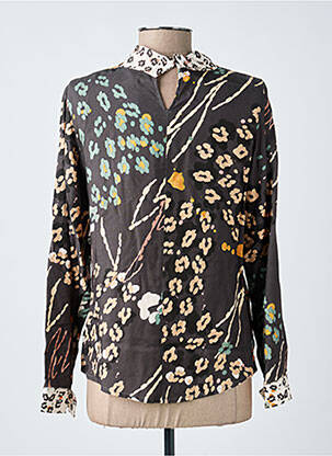 Blouse tissage popeline manches longues gris MERI & ESCA femme