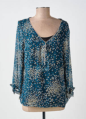Blouse légère et transparente manches 3/4 vert GUY DUBOUIS femme