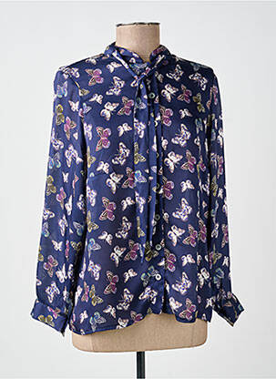 Chemisier tissage crêpe manches longues bleu MERI & ESCA femme