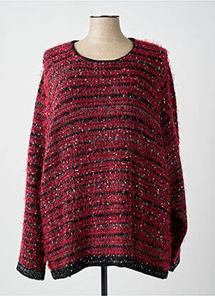 Pull tissage chiné manches longues rouge GUY DUBOUIS femme