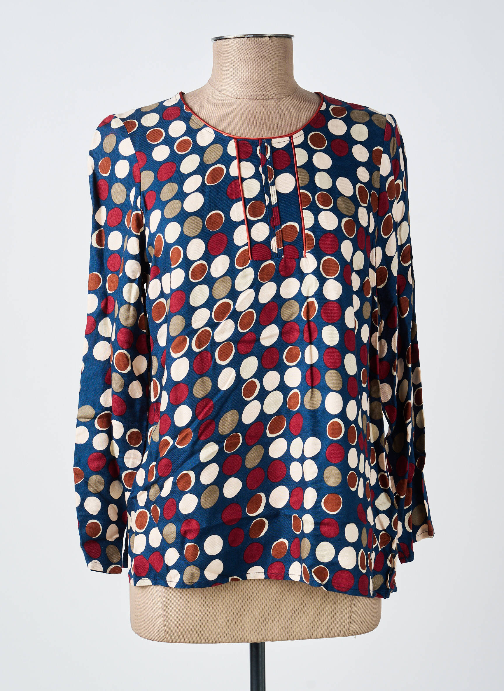 Blouse tissage popeline manches longues bleu GUY DUBOUIS femme