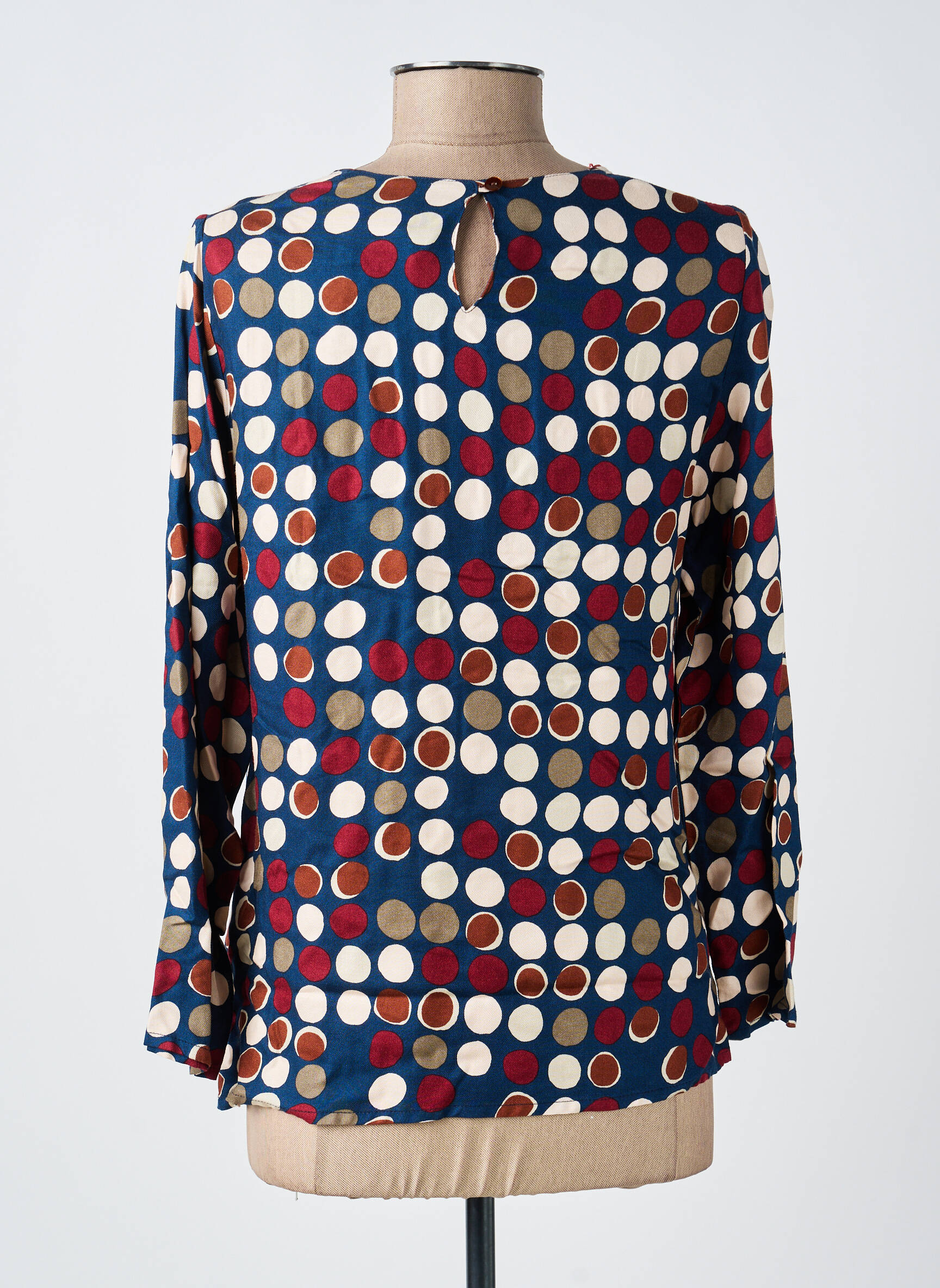 Blouse tissage popeline manches longues bleu GUY DUBOUIS femme