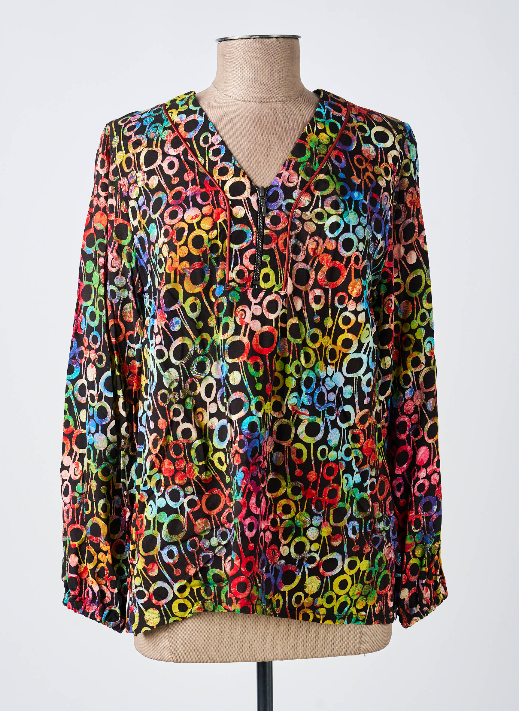Blouse tissage popeline manches longues noir GUY DUBOUIS femme