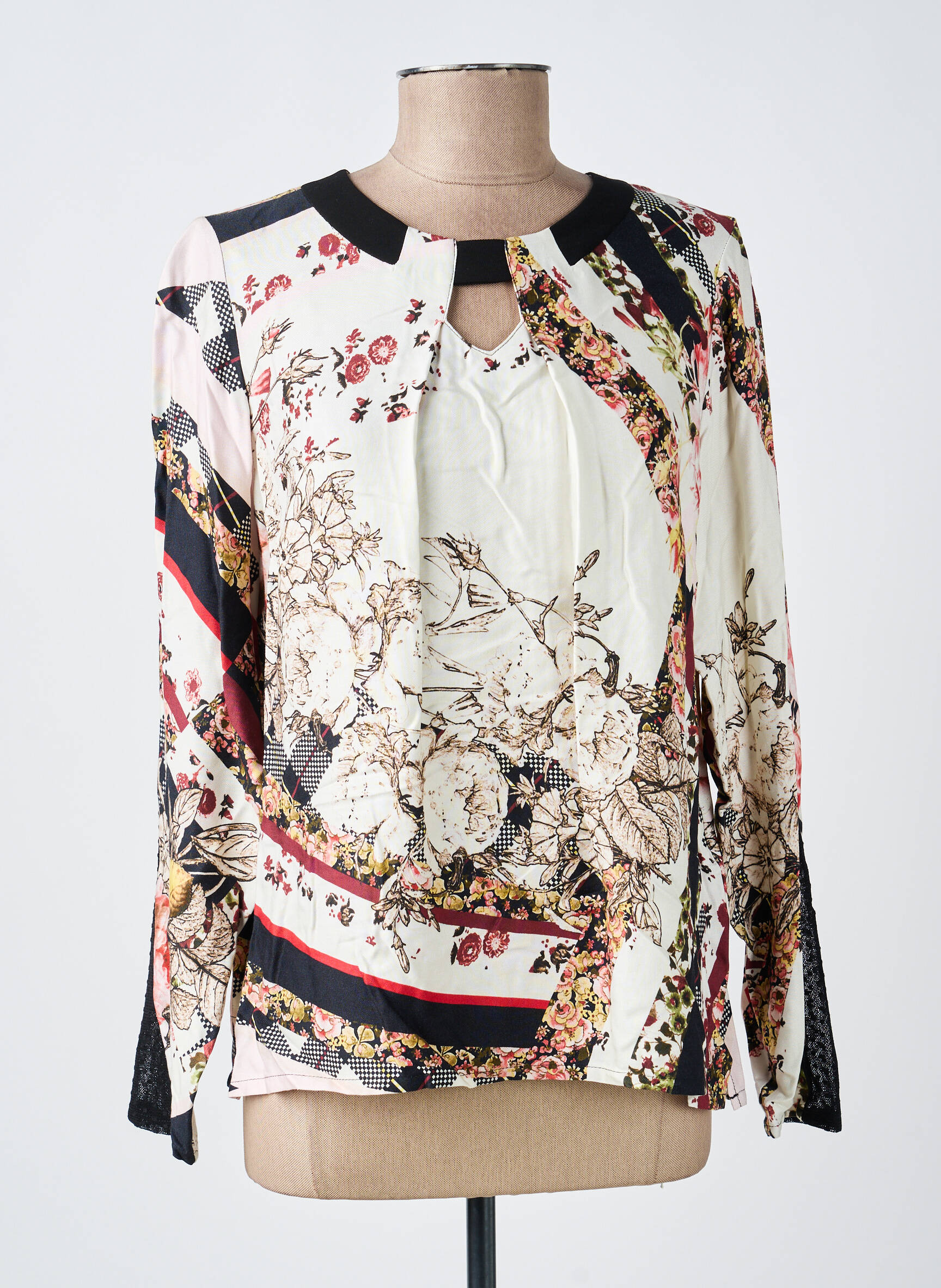 Blouse tissage popeline manches longues beige GUY DUBOUIS femme
