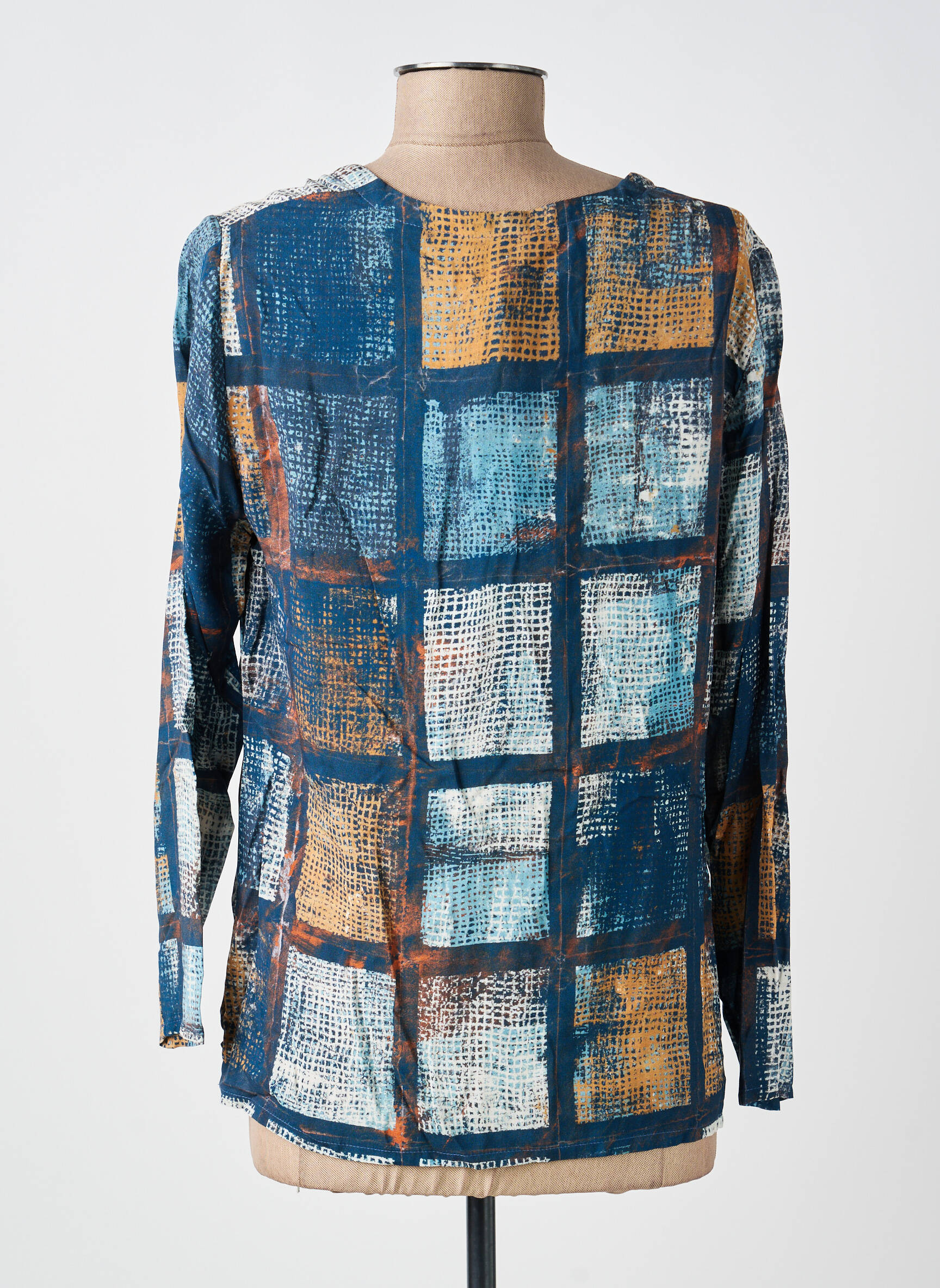 Blouse tissage popeline manches longues bleu GUY DUBOUIS femme