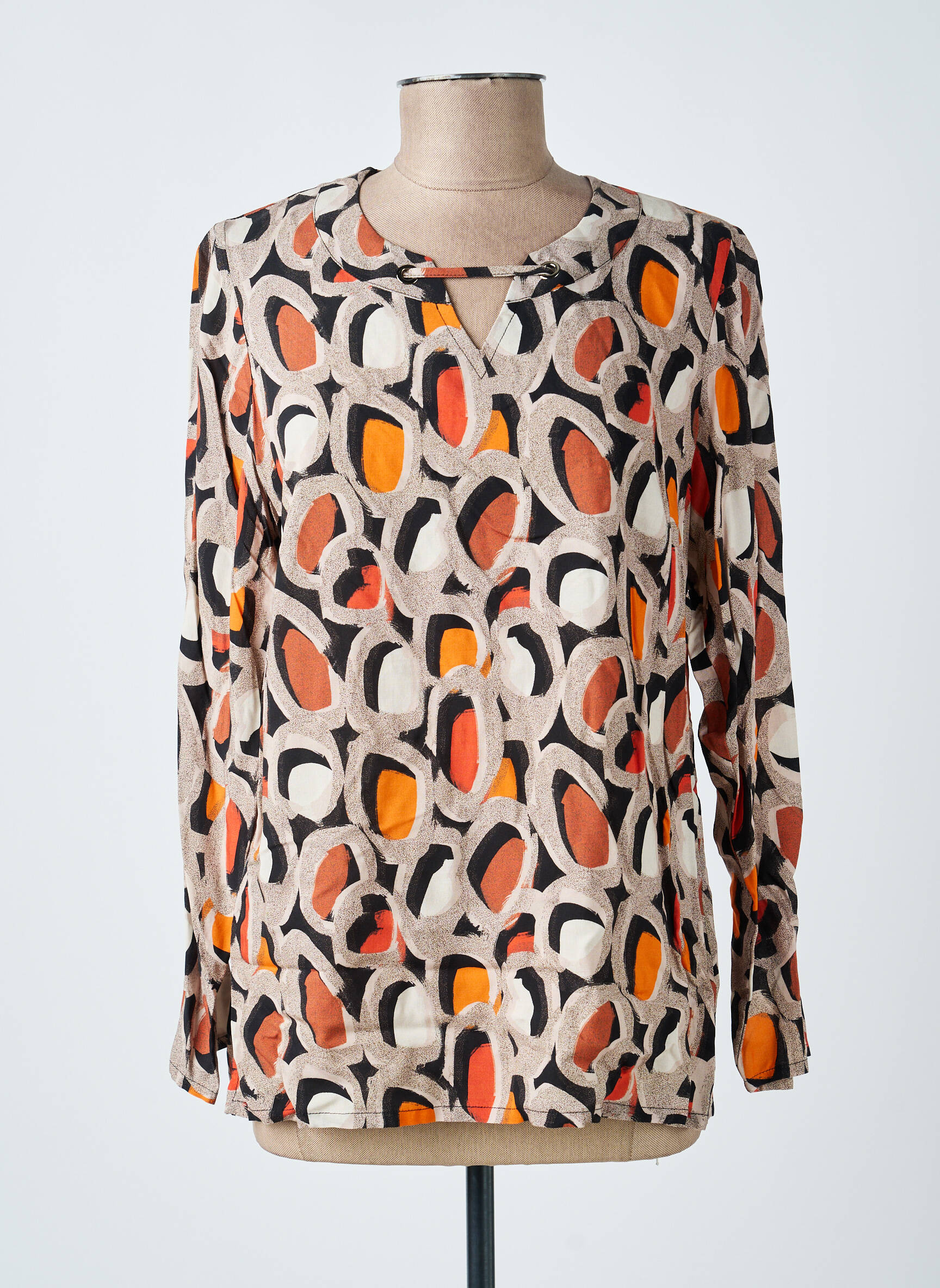 Blouse tissage popeline manches longues orange GUY DUBOUIS femme