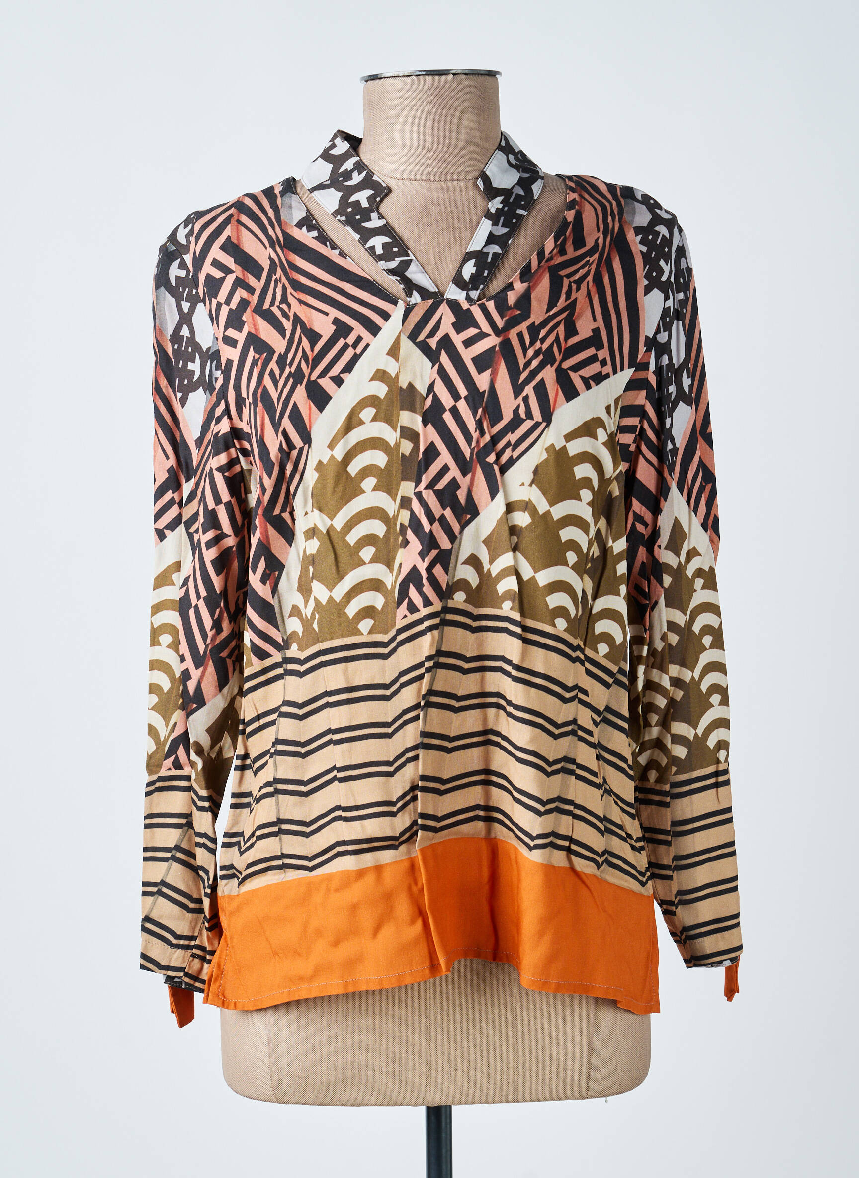 Blouse tissage popeline manches longues rose MERI & ESCA femme