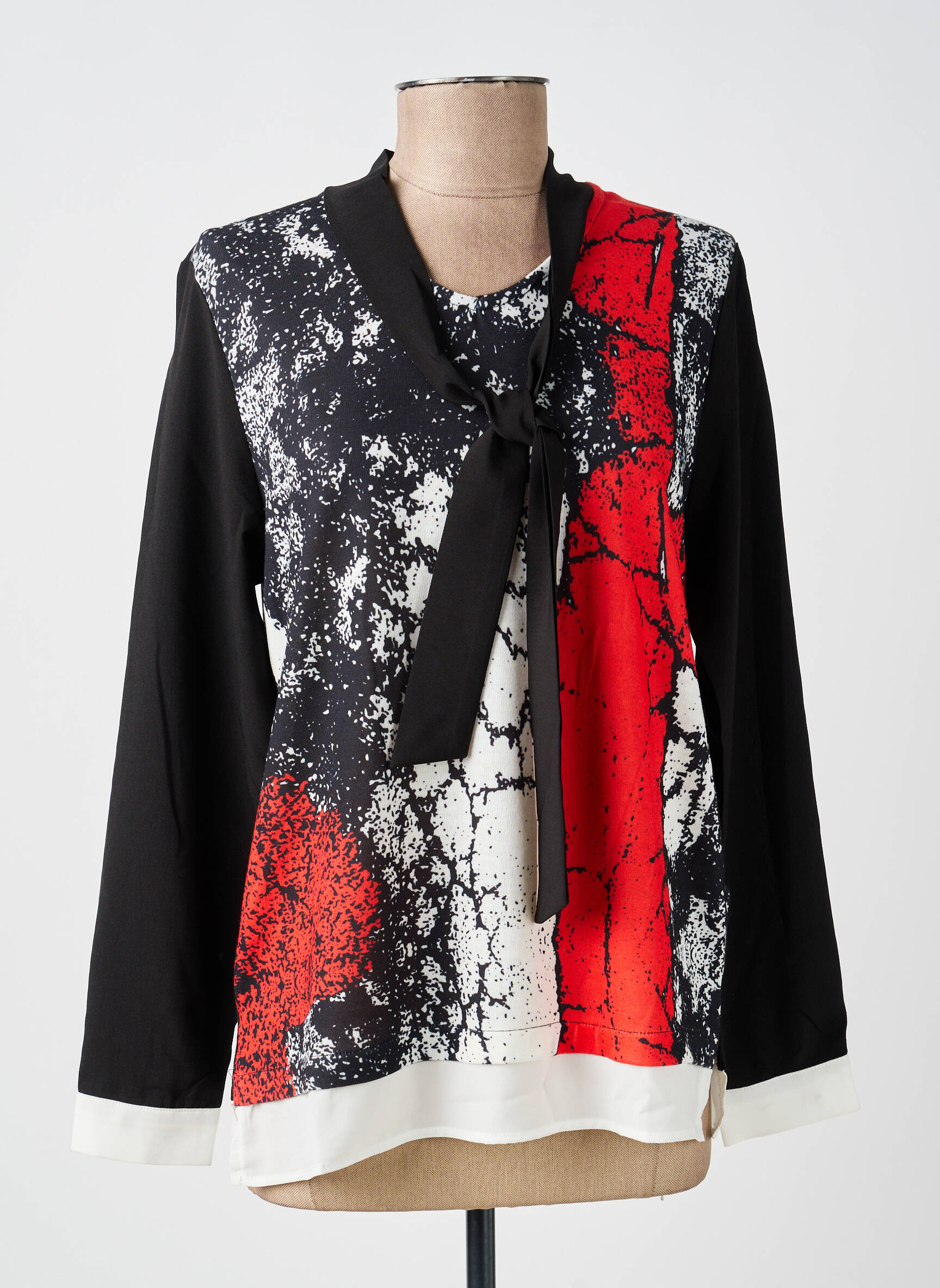 Blouse imprimé fantaisie manches longues noir GUY DUBOUIS femme