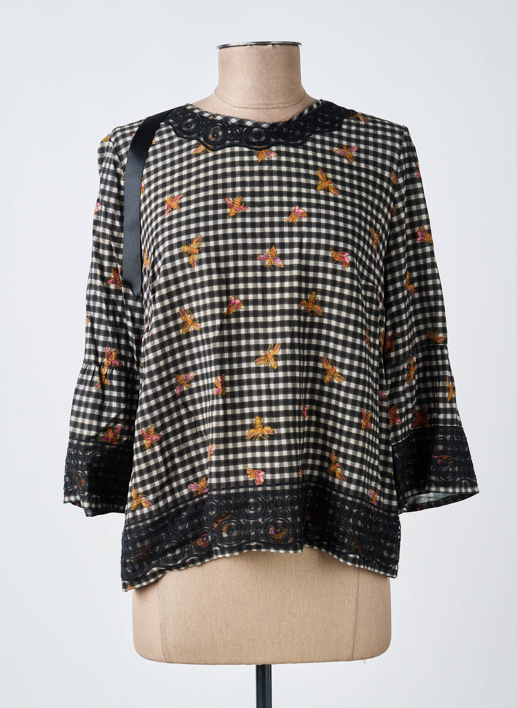 Blouse col rond manches 3/4 noir MERI & ESCA femme
