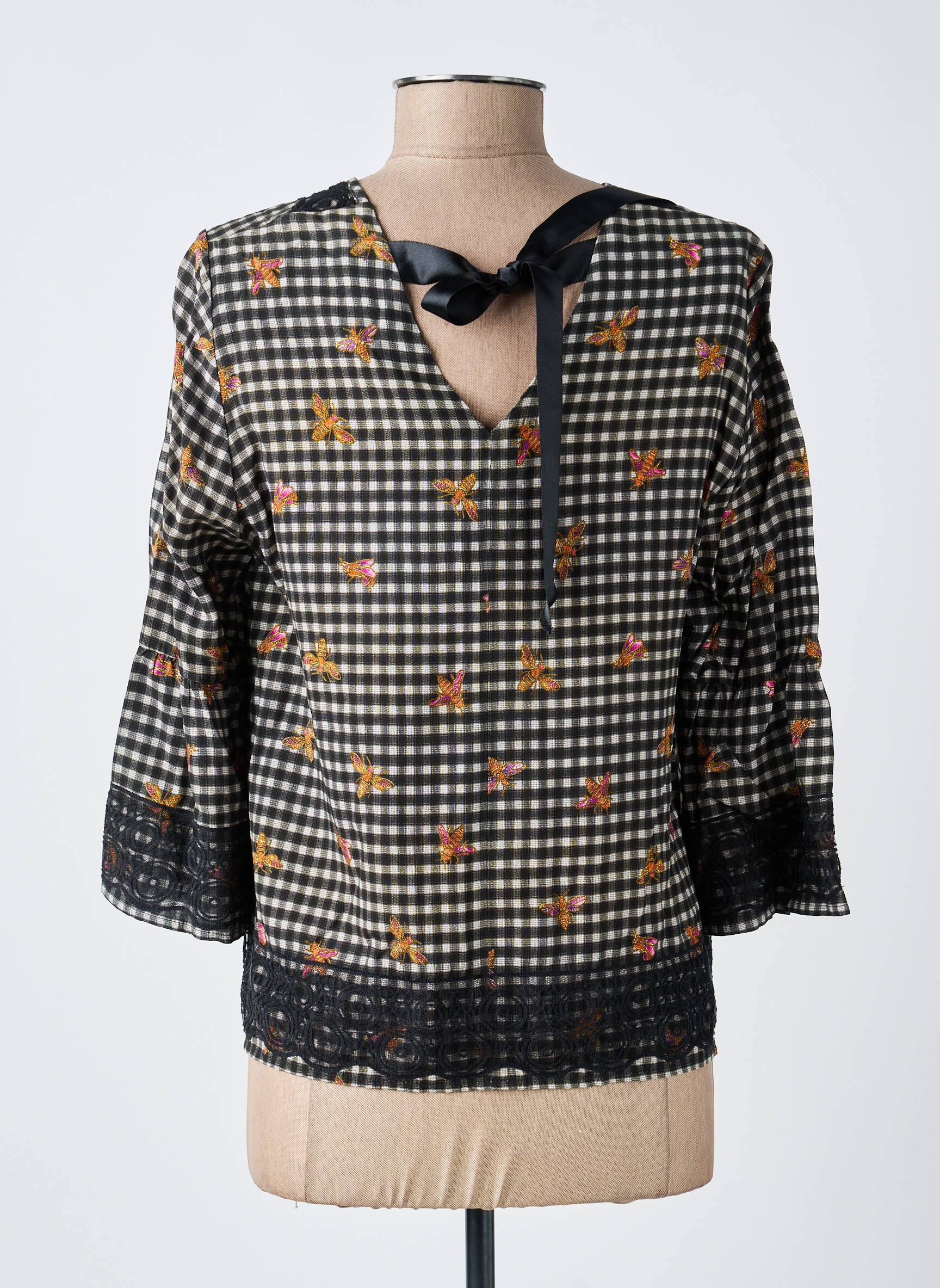 Blouse col rond manches 3/4 noir MERI & ESCA femme