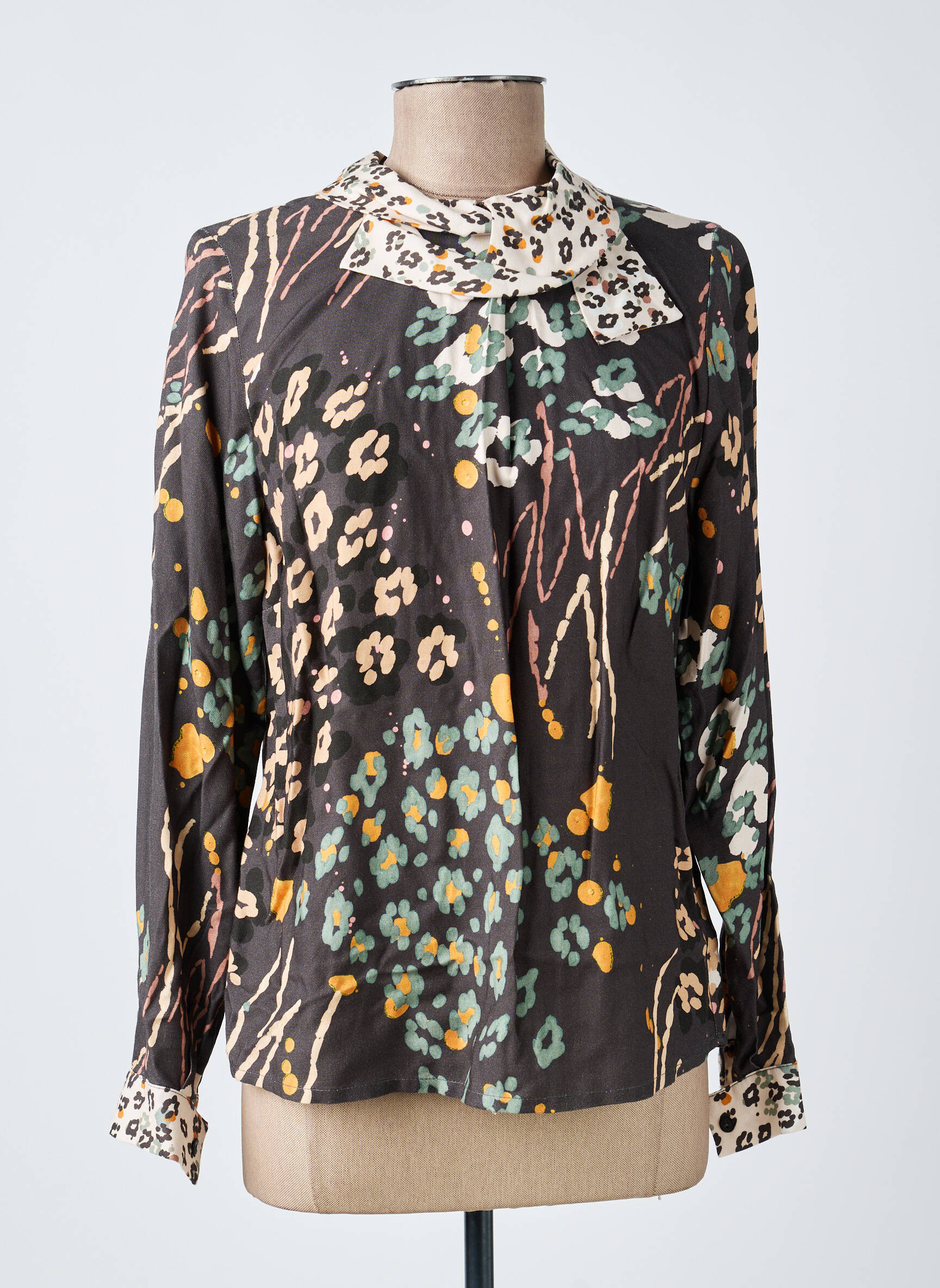 Blouse tissage popeline manches longues gris MERI & ESCA femme