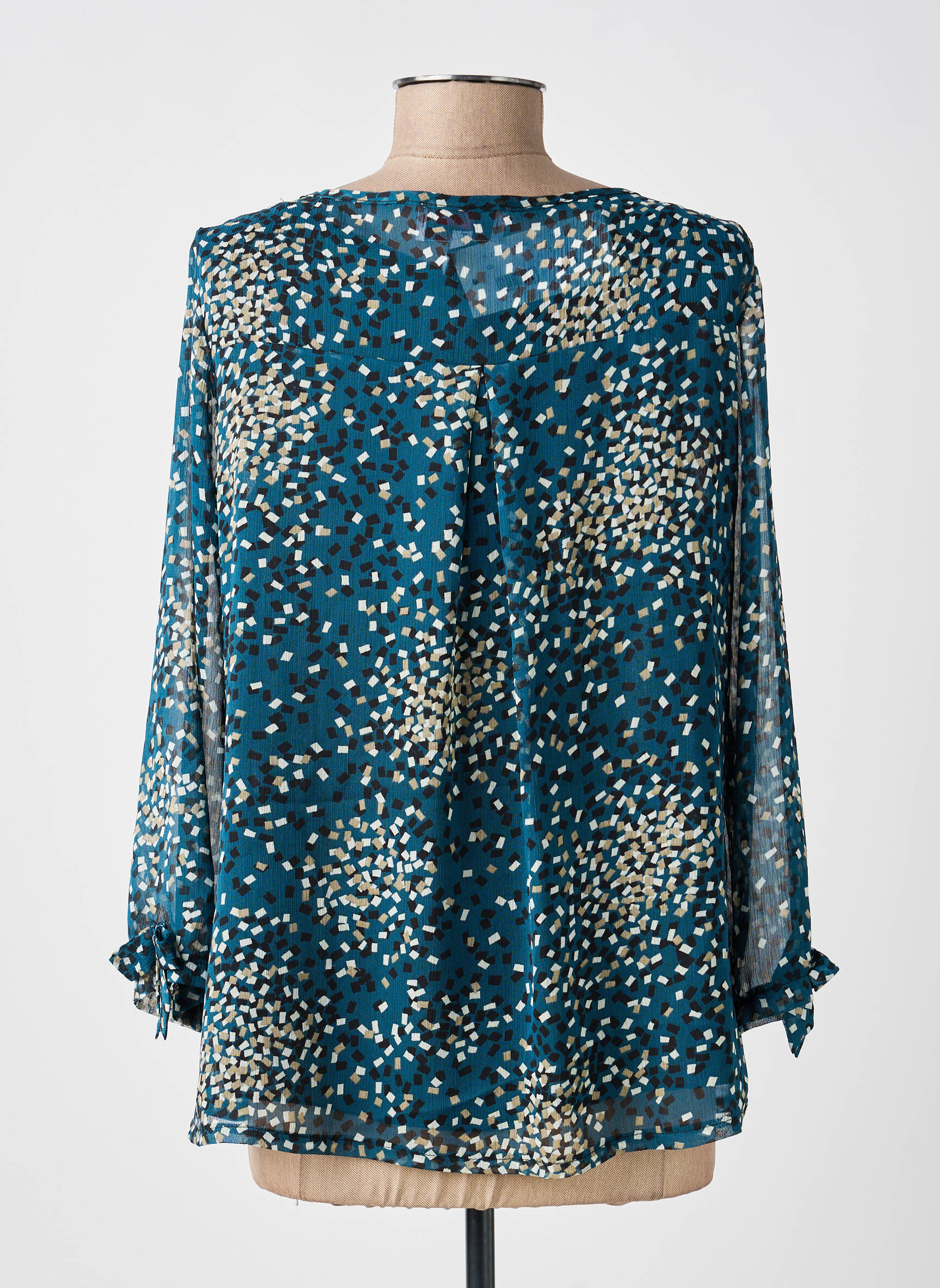 Blouse légère et transparente manches 3/4 vert GUY DUBOUIS femme