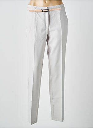Pantalon chino fermeture zippée sous rabat avec crochet taille normale gris GUY DUBOUIS femme