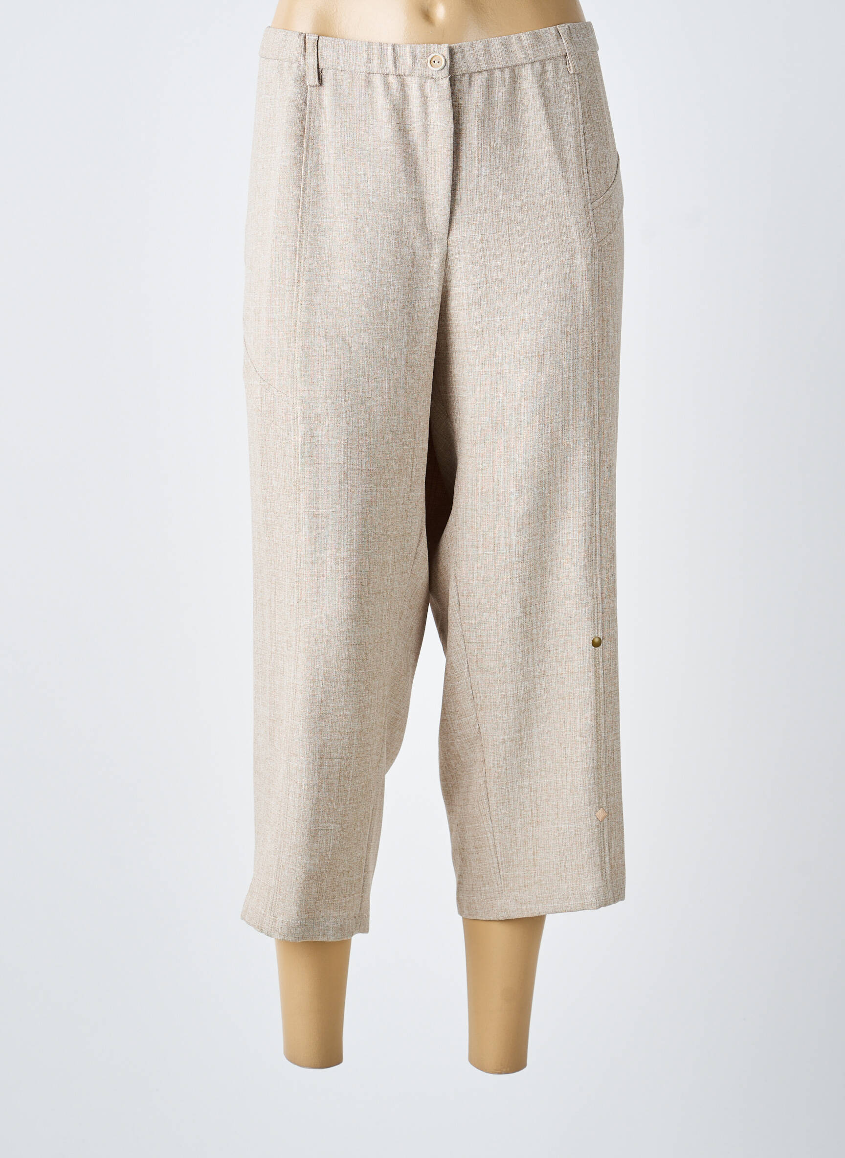 Pantacourt coupe droite taille normale beige FRANCE RIVOIRE femme