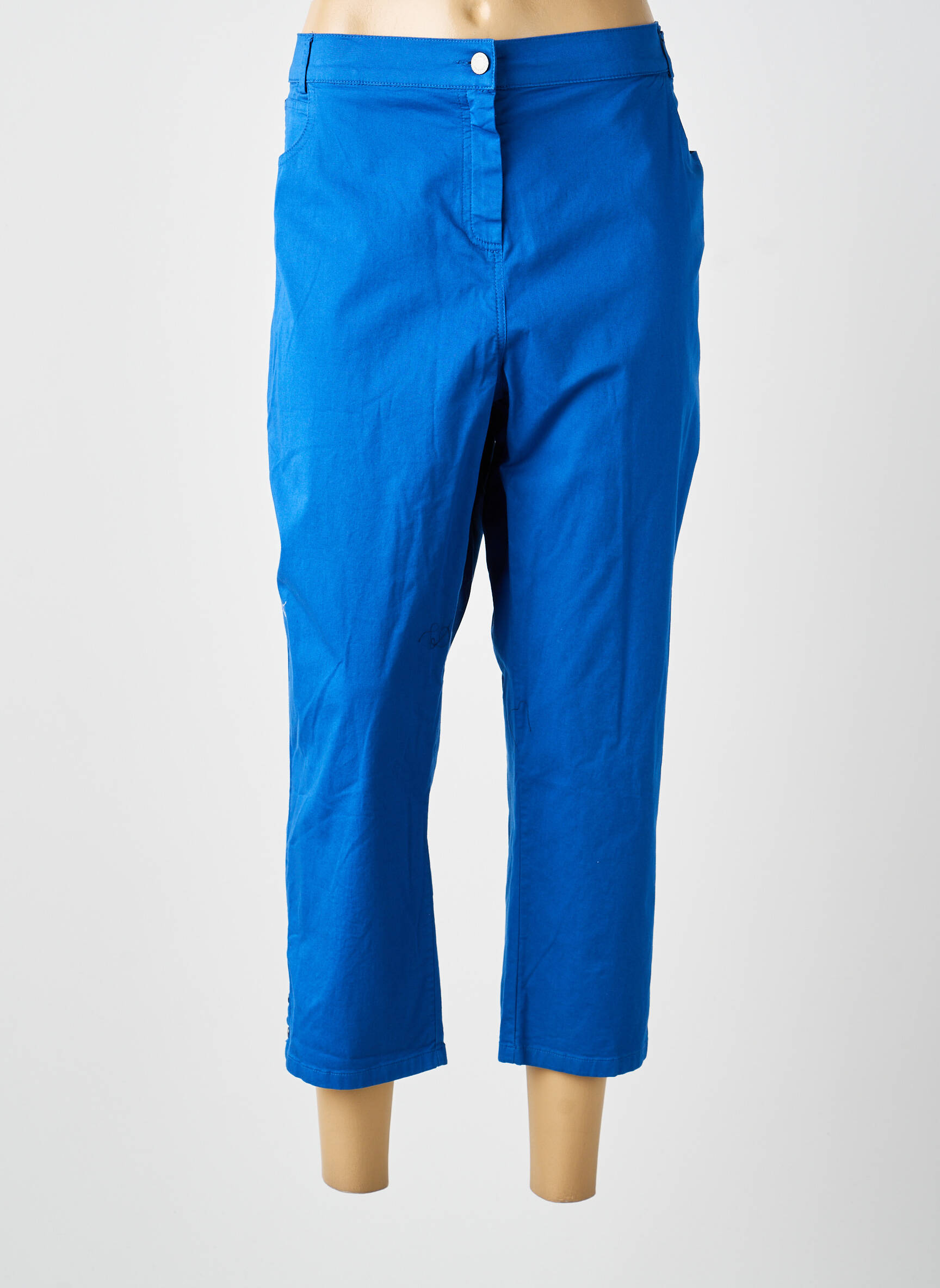 Pantacourt stretch taille normale bleu GUY DUBOUIS femme