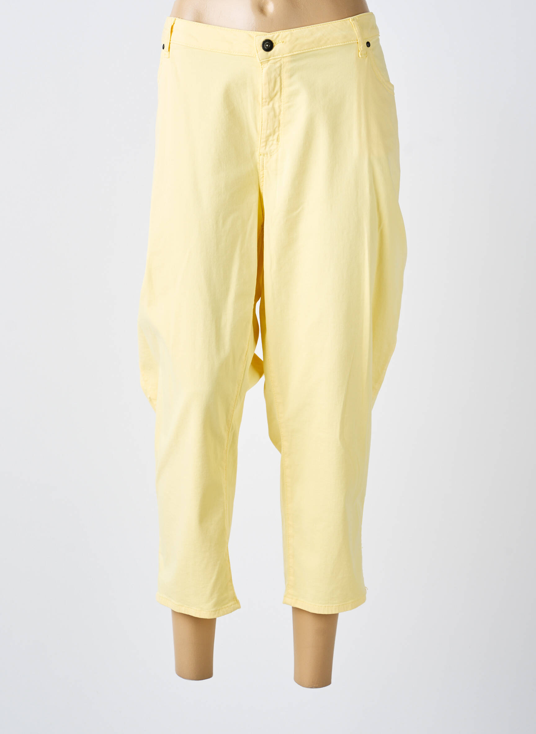 Pantacourt stretch taille normale jaune MERI & ESCA femme