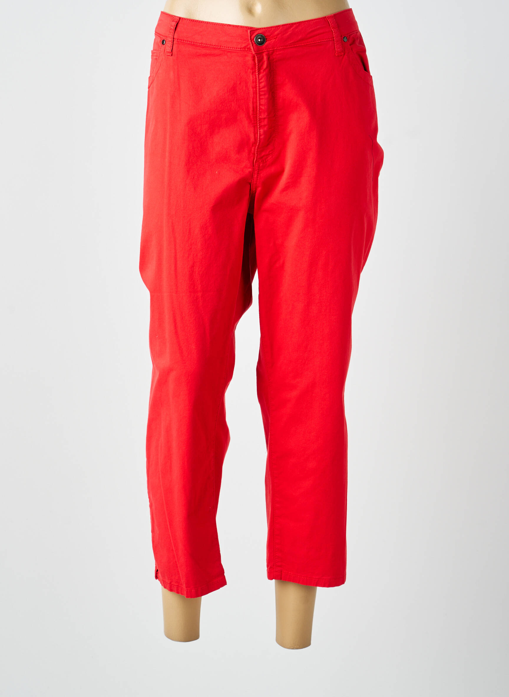 Pantacourt stretch taille normale rouge GUY DUBOUIS femme