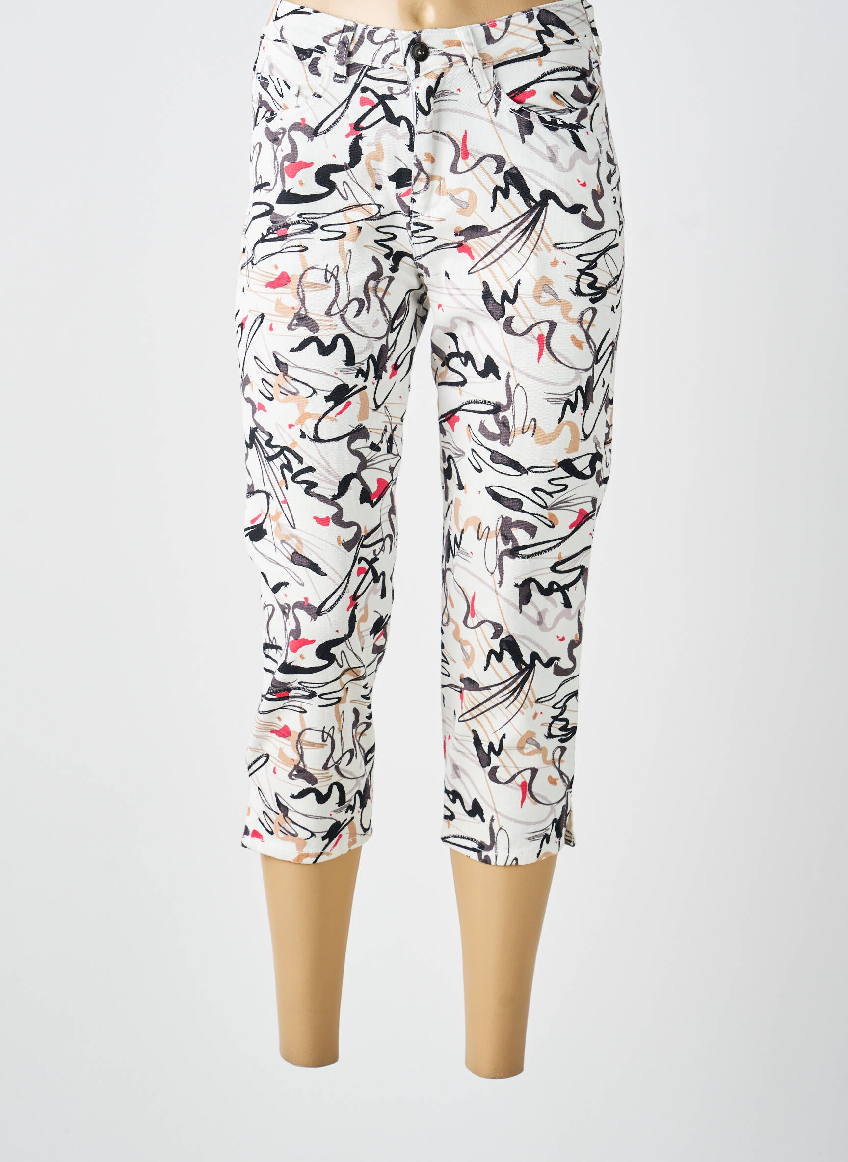 Pantacourt stretch taille normale blanc GUY DUBOUIS femme