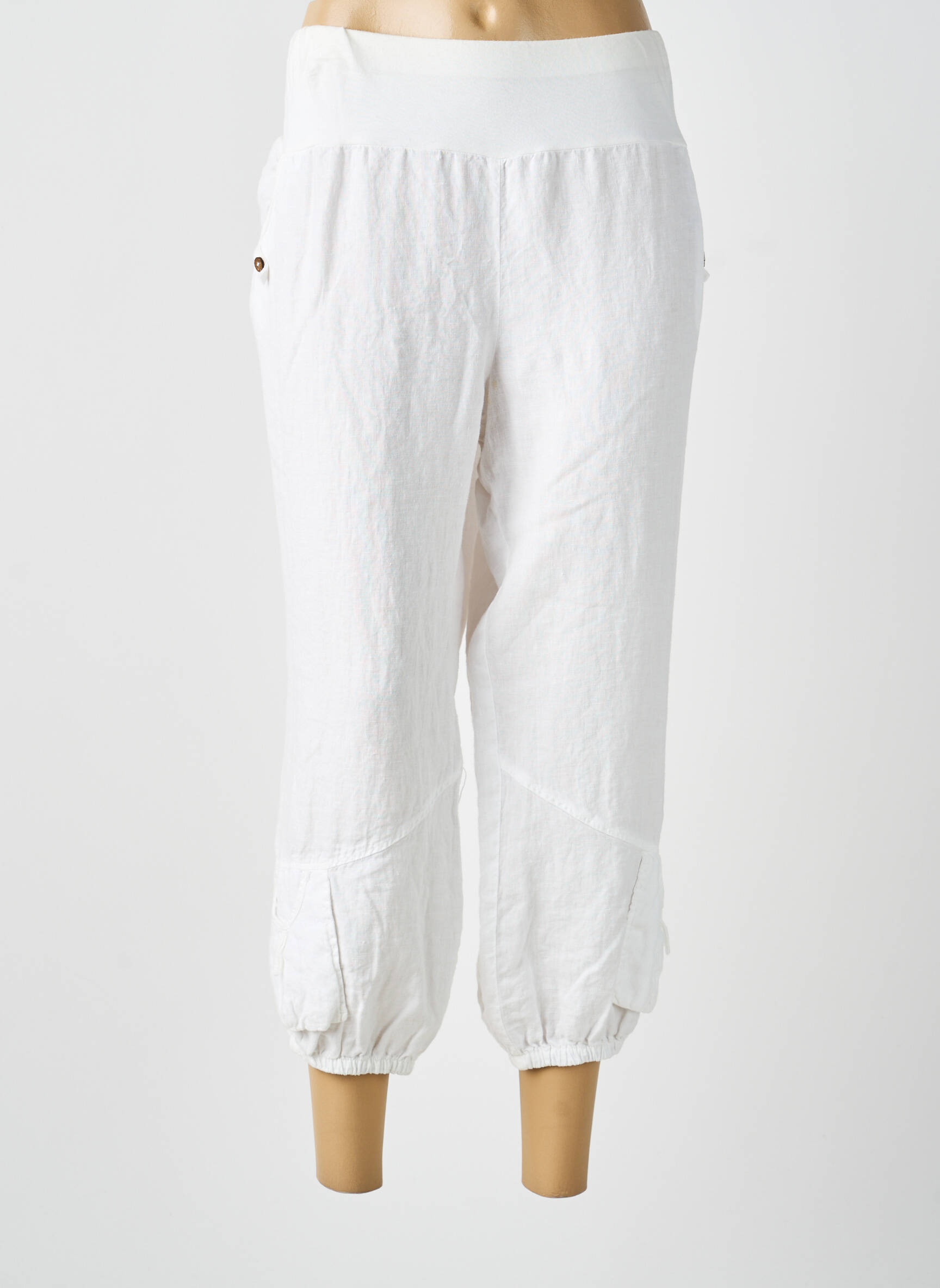 Pantacourt stretch taille normale blanc MERI 1 femme