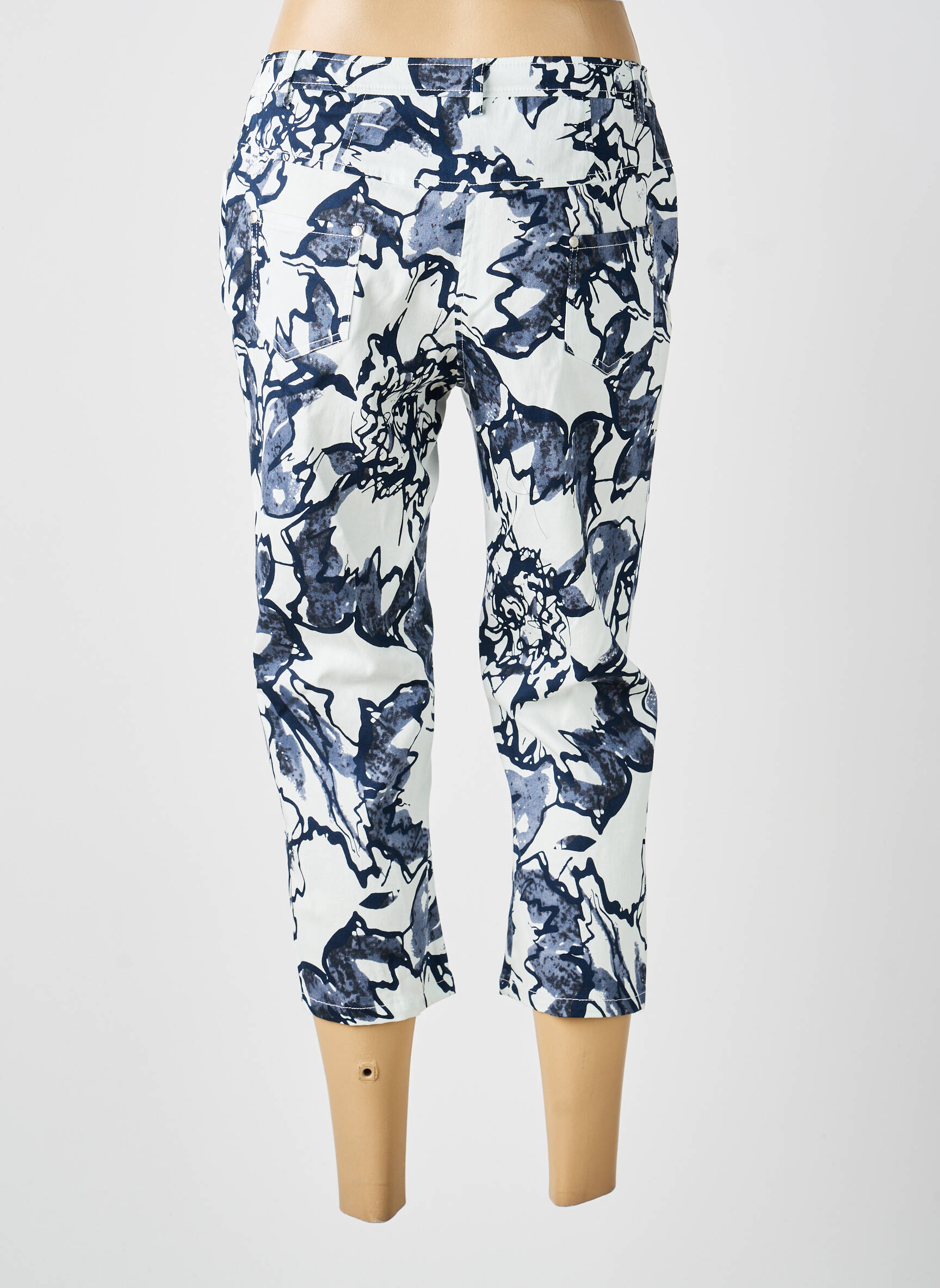 Pantacourt stretch taille normale bleu GUY DUBOUIS femme