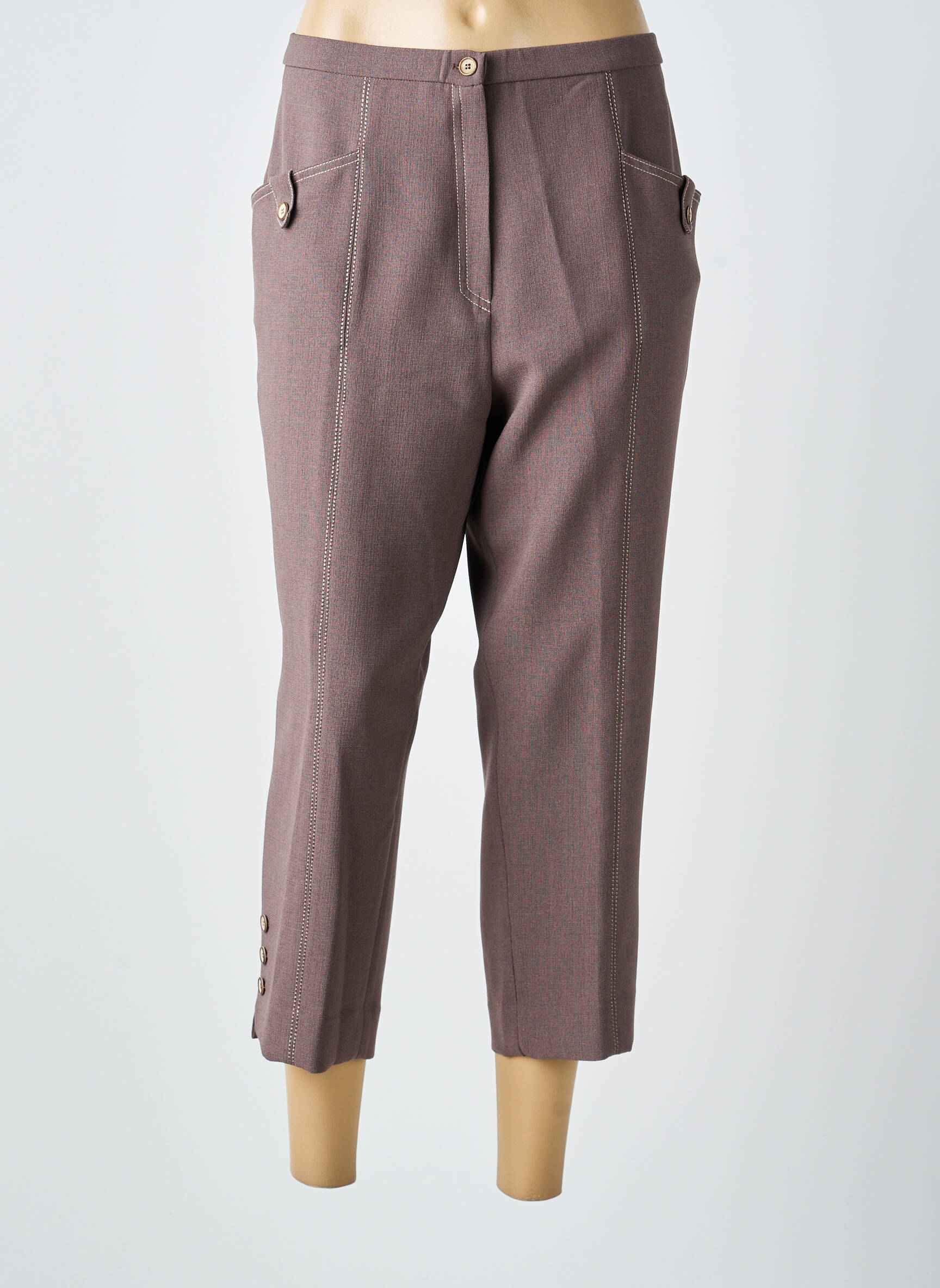 Pantacourt stretch taille normale marron GUY DUBOUIS femme
