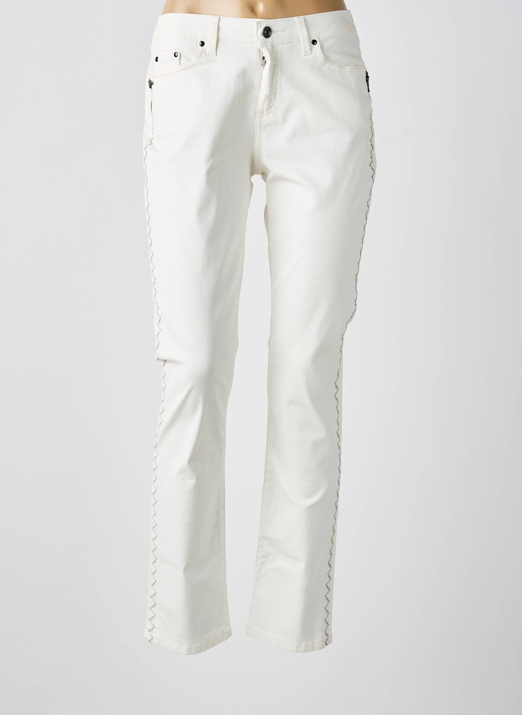 Pantalon slim tissage popeline taille normale blanc MERI & ESCA femme