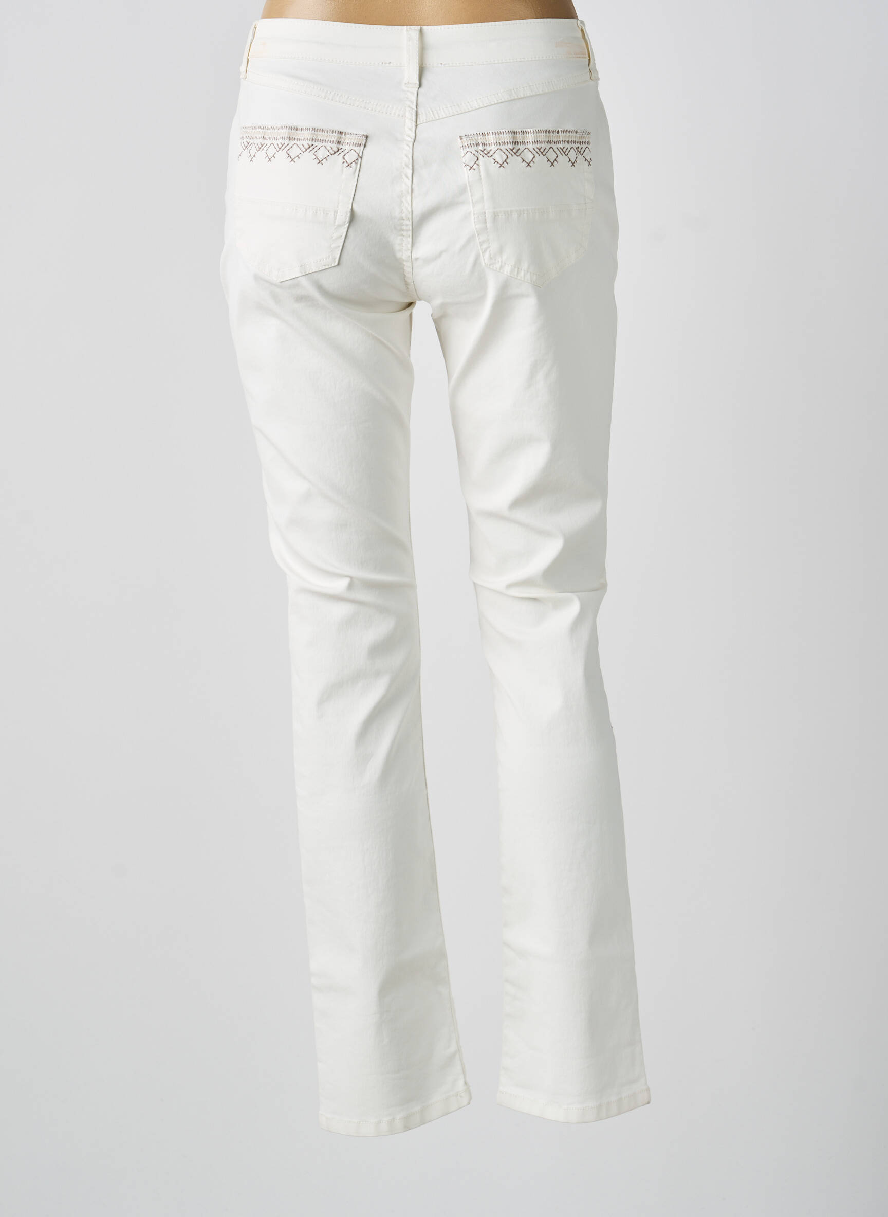 Pantalon slim tissage popeline taille normale blanc MERI & ESCA femme