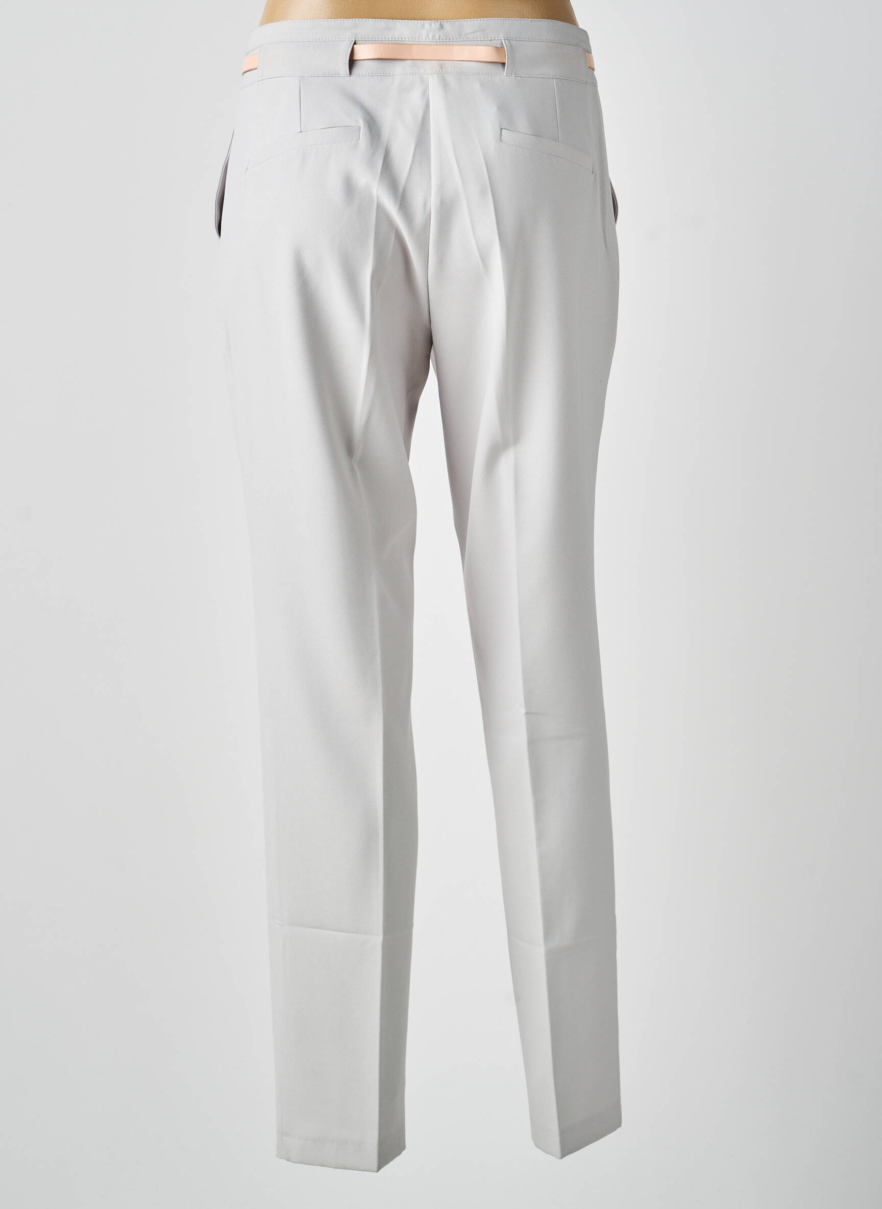 Pantalon chino fermeture zippée sous rabat avec crochet taille normale gris GUY DUBOUIS femme