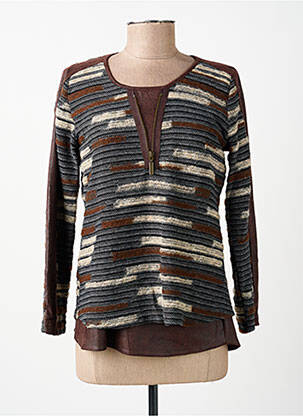 Pull coupe cintrée manches longues marron MERI & ESCA femme
