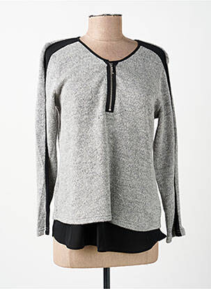 Pull tissage chiné manches longues gris MERI & ESCA femme
