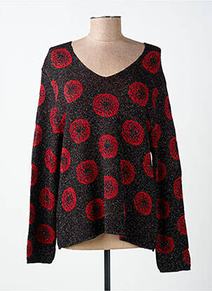 Pull col v manches longues rouge GUY DUBOUIS femme
