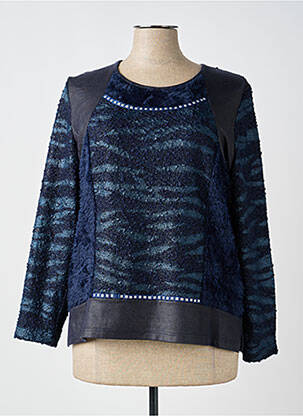 Pull coupe cintrée manches longues bleu GUY DUBOUIS femme