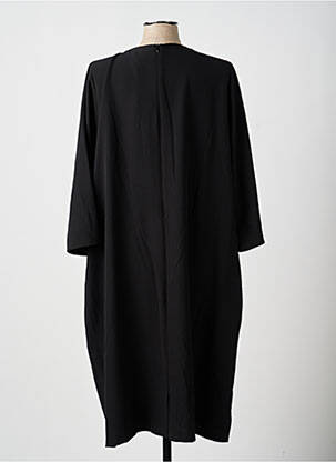 Robe mi-longue tissage crêpe manches longues noir GUY DUBOUIS femme