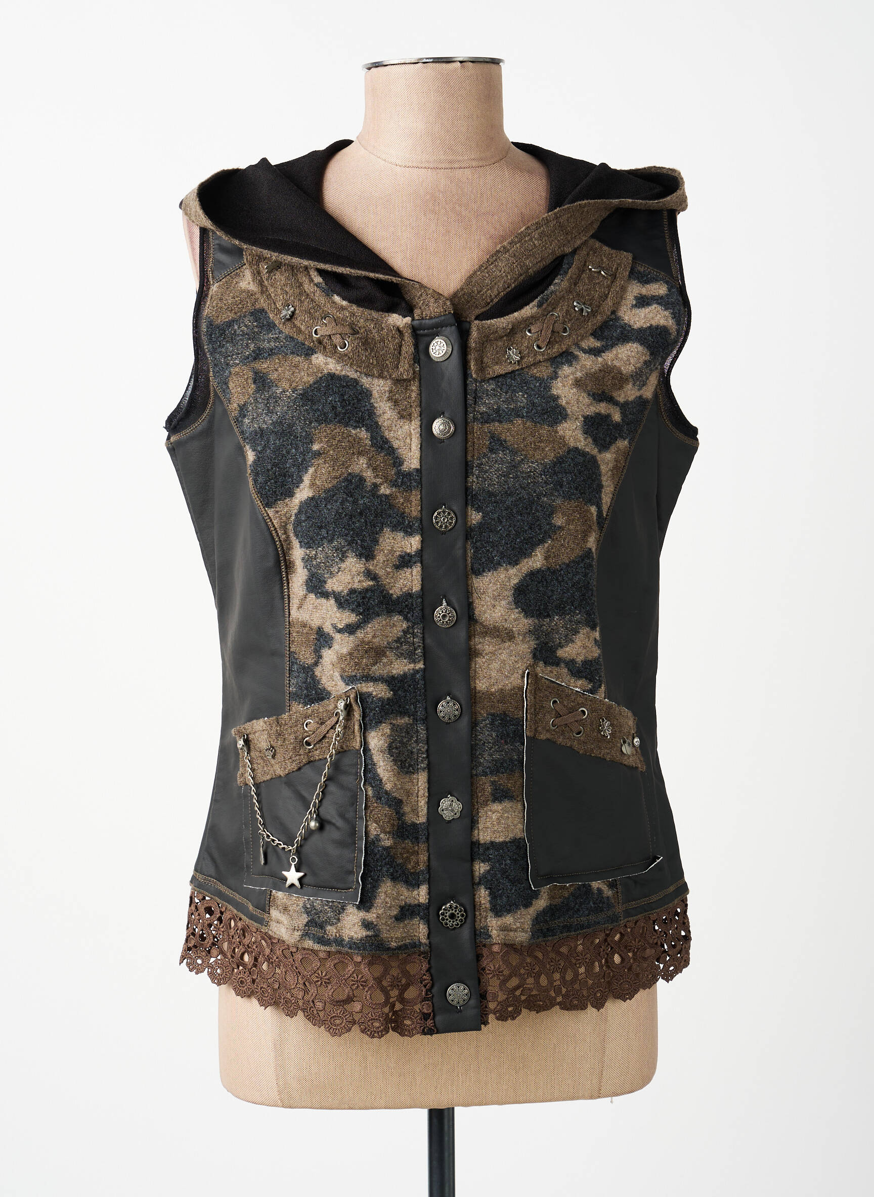 Gilet sans manche poches marron MERI & ESCA femme