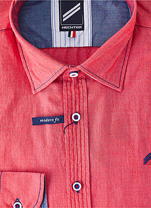 Chemise manches longues coupe droite rouge HECHTER STUDIO homme