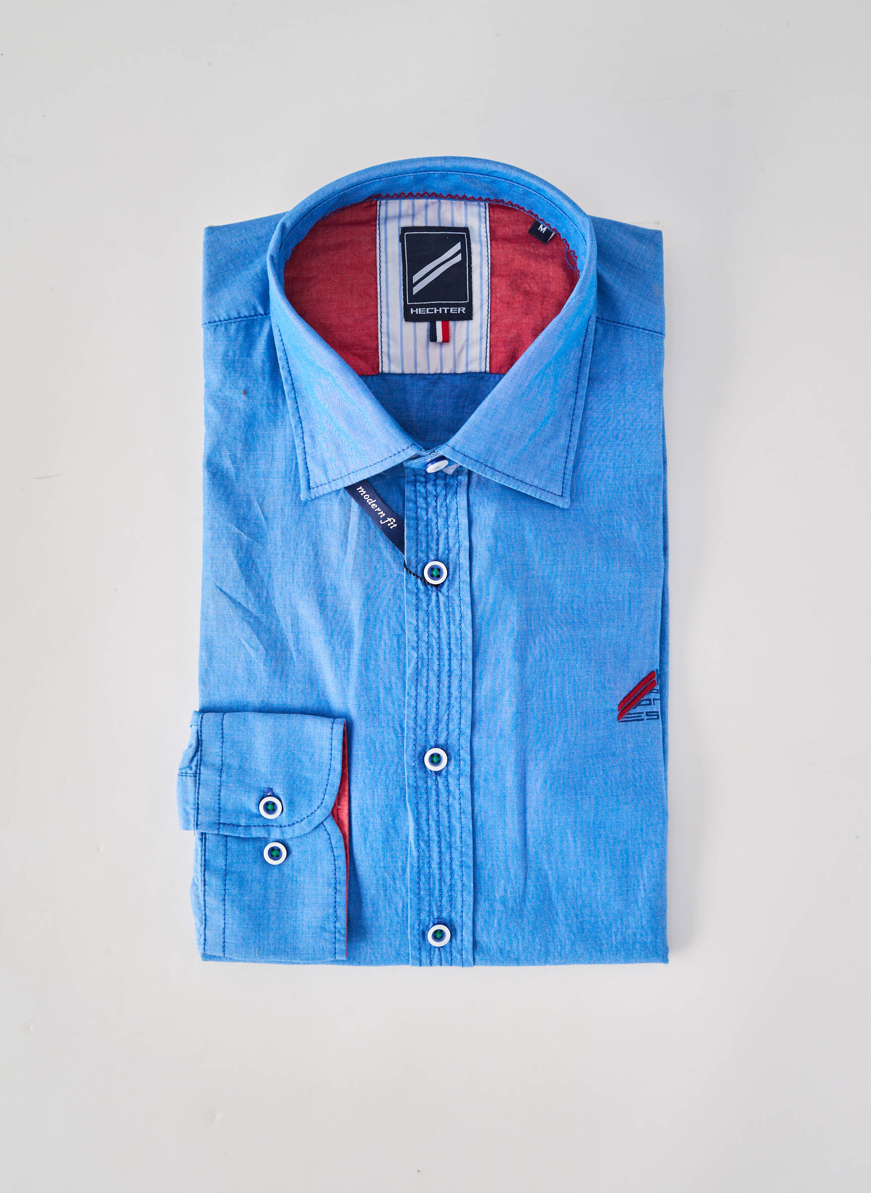 Chemise manches longues coupe droite bleu HECHTER STUDIO homme