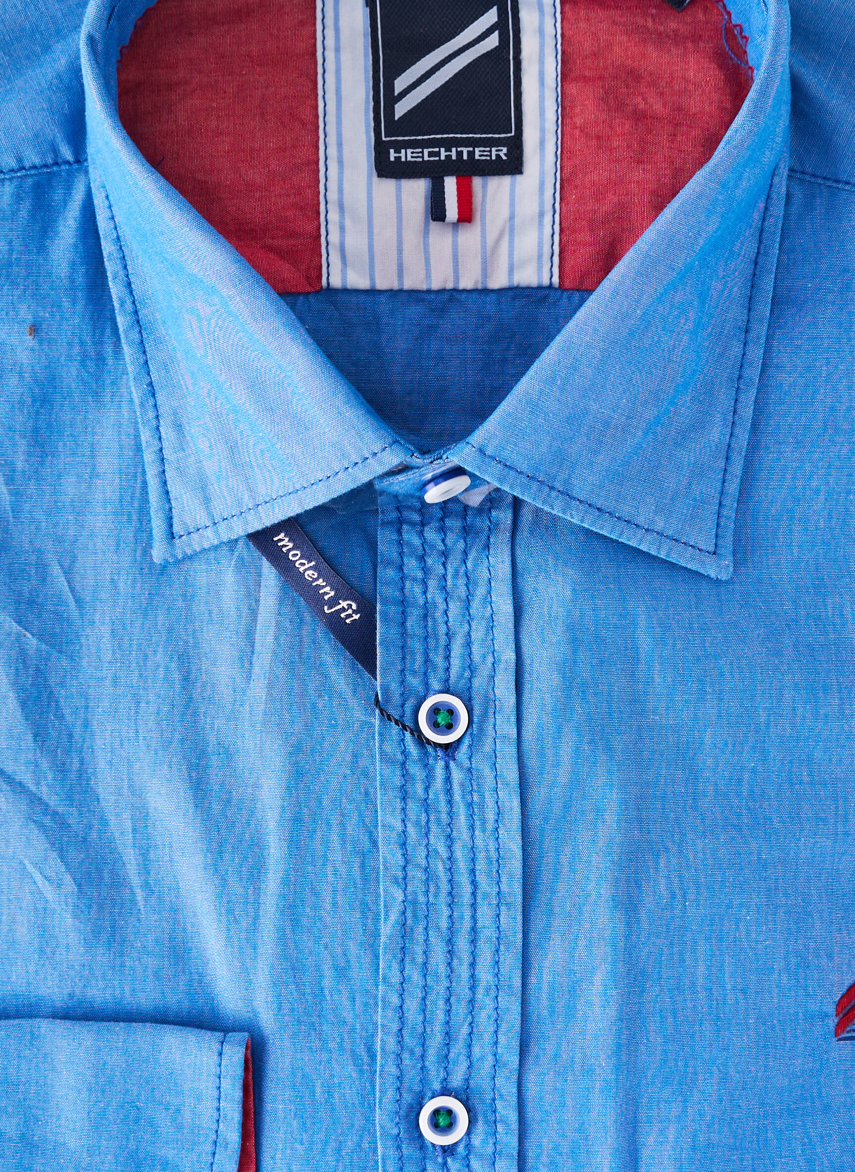 Chemise manches longues coupe droite bleu HECHTER STUDIO homme
