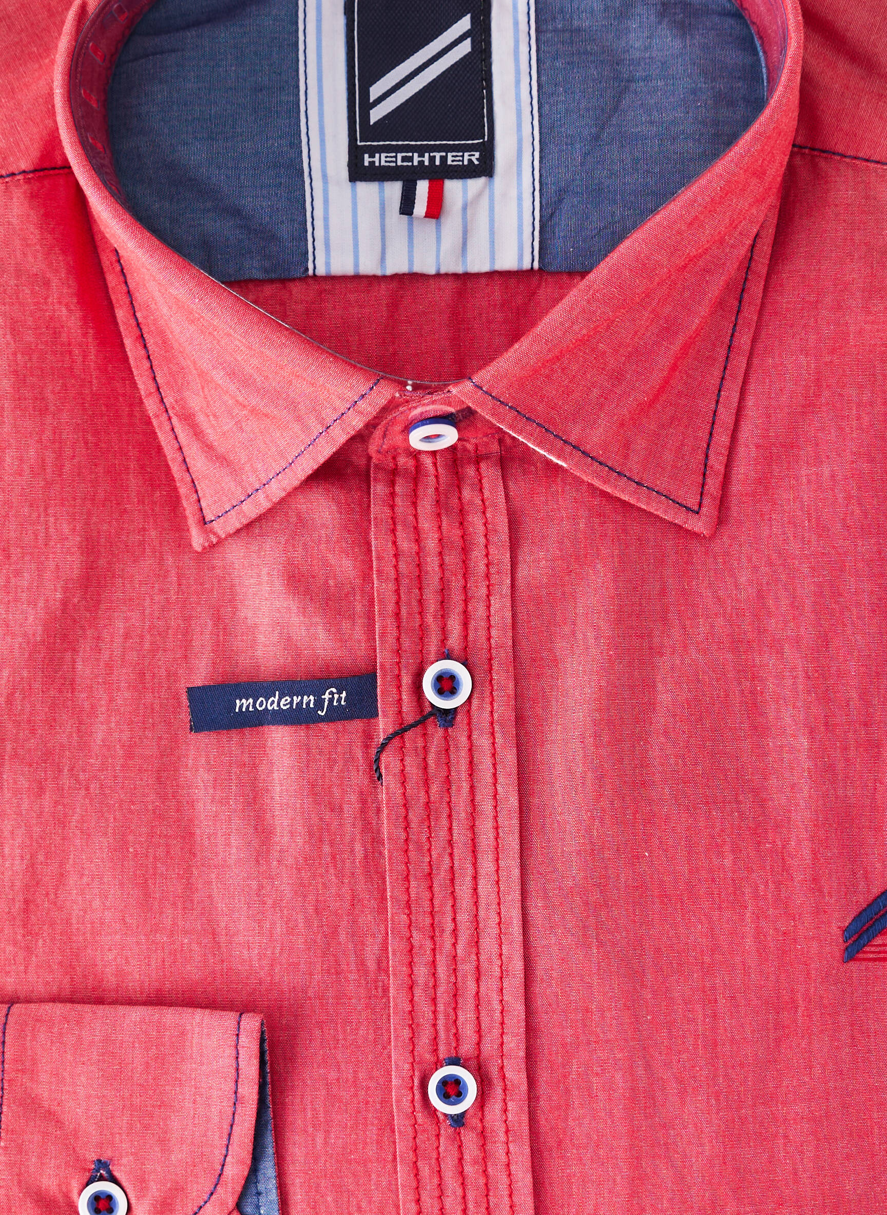 Chemise manches longues coupe droite rouge HECHTER STUDIO homme