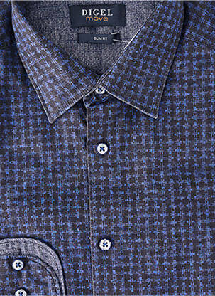 Chemise manches longues imprimé fantaisie bleu DIGEL homme