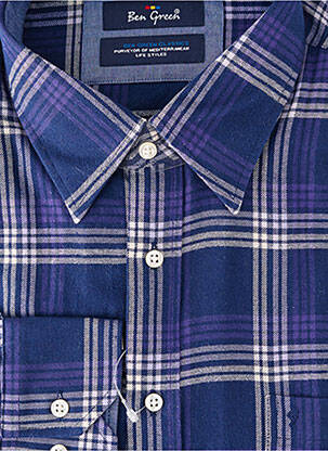 Chemise manches longues coupe droite bleu BEN GREEN homme