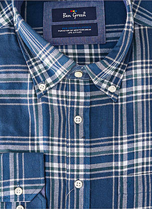 Chemise manches longues coupe droite bleu BEN GREEN homme