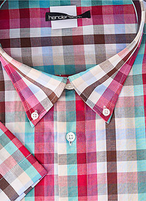Chemise manches courtes imprimé carreaux rouge HENDERSON homme