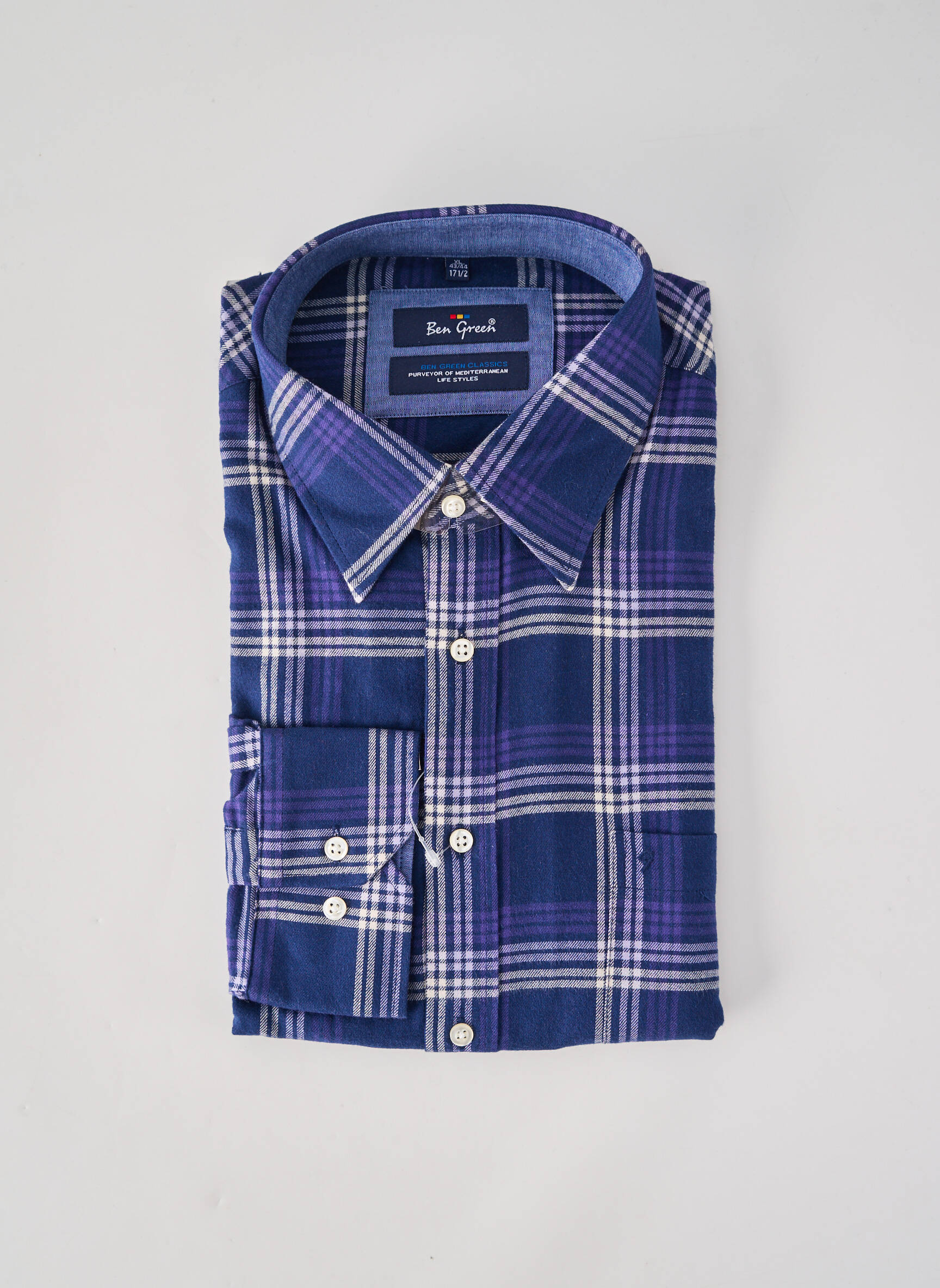 Chemise manches longues coupe droite bleu BEN GREEN homme
