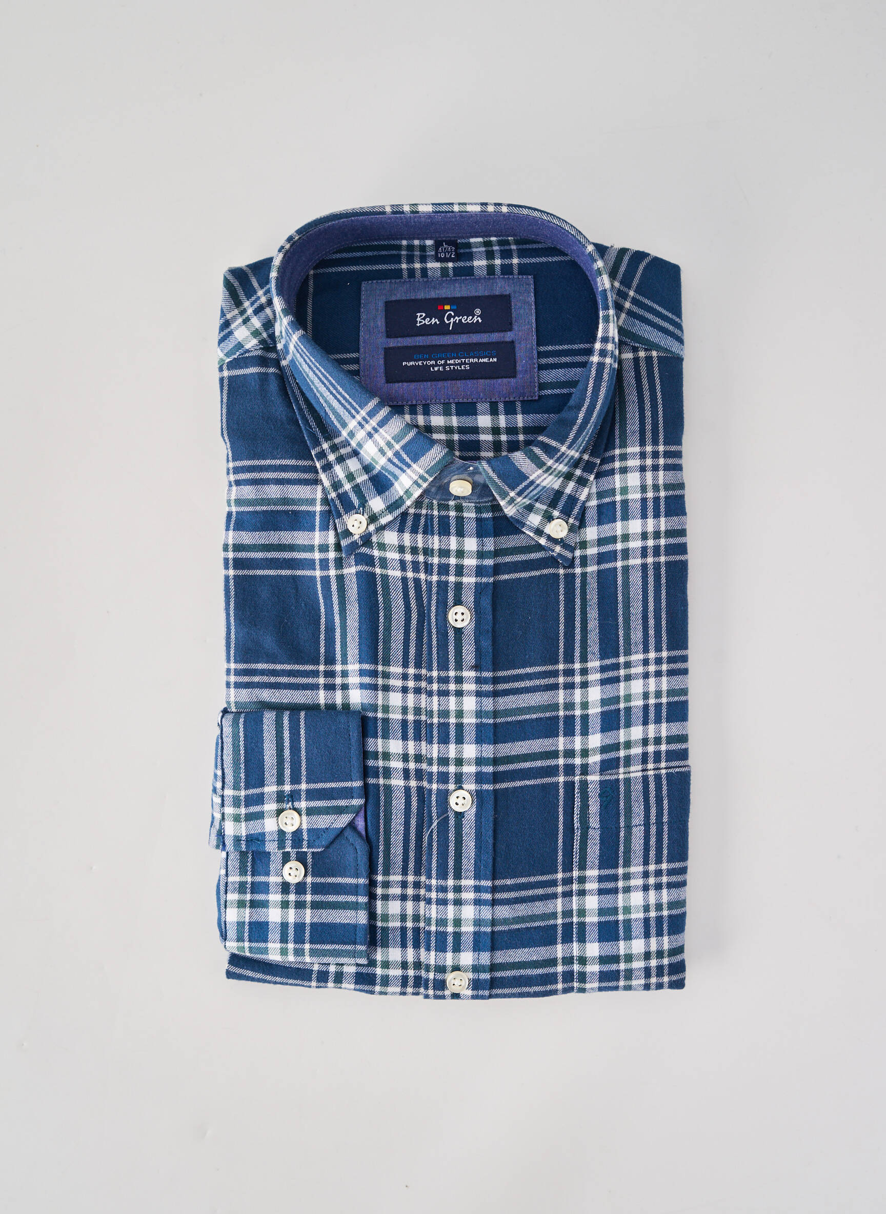 Chemise manches longues coupe droite bleu BEN GREEN homme